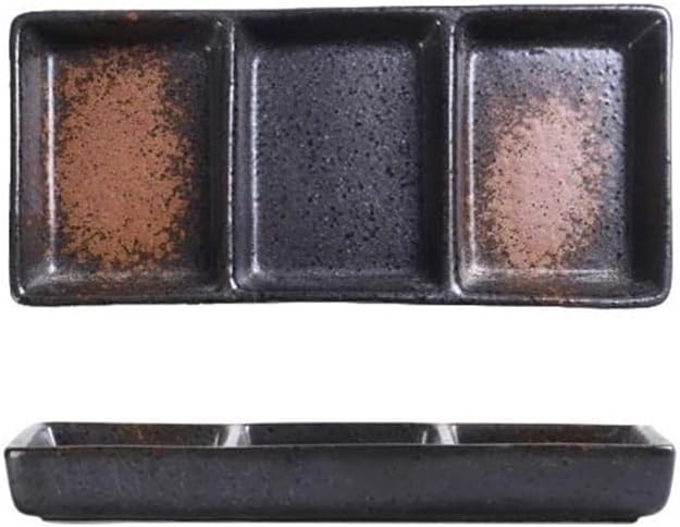 Bowl for Sauce Ceramic Sauce Dish Three-grids Appetizer Serving Reusable Seasoning Storage Plate Snack