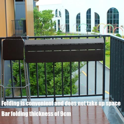 Adjustable Foldable Balcony Table - Outdoor Folding Side Table for Railings, Compact Hanging Desk (60x27cm/24x11in) - Perfect for Small Spaces & Patios