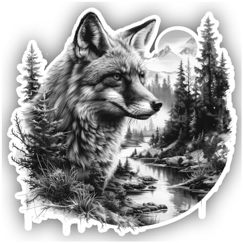 Samunshi® Fuchs in Wald Szene Aufkleber Vollmond Car Decal für Mofa,...