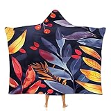 MGDIFYXAA Planta Grande Capa Manta de TV - Frazada Franela Sofá,Bayas de Hojas Suave Mantas con Capucha Dormir Decorativa Dormir Cómoda para Inicio Viajes 130 × 150 cm