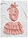 MakeMeChic Women's 2 Piece Y2k Outfit Draped Front Tie Back Halter Crop Tops and Skirt Set Pink X-Small