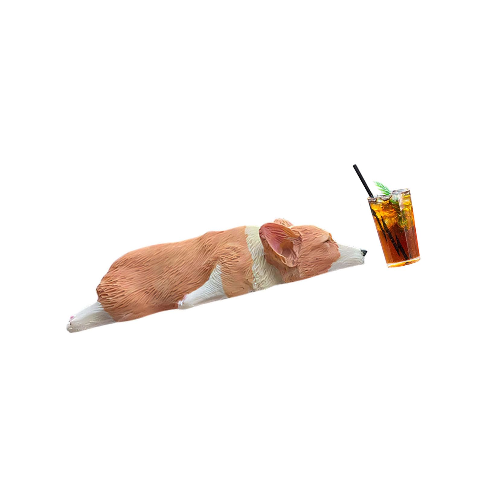 Greabuy Artistic Corgis and Beverages Resin Miniature Figures Collectible Ornaments for Vehicle Dashboard and Desktop Display Corgis Figurine
