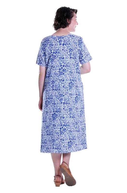 Image of LA CERA Women's Cotton Sun Dresses A-Line with Scoop Neck, Short Sleeves, Side Pockets, Floral Patterns, Machine Wash
