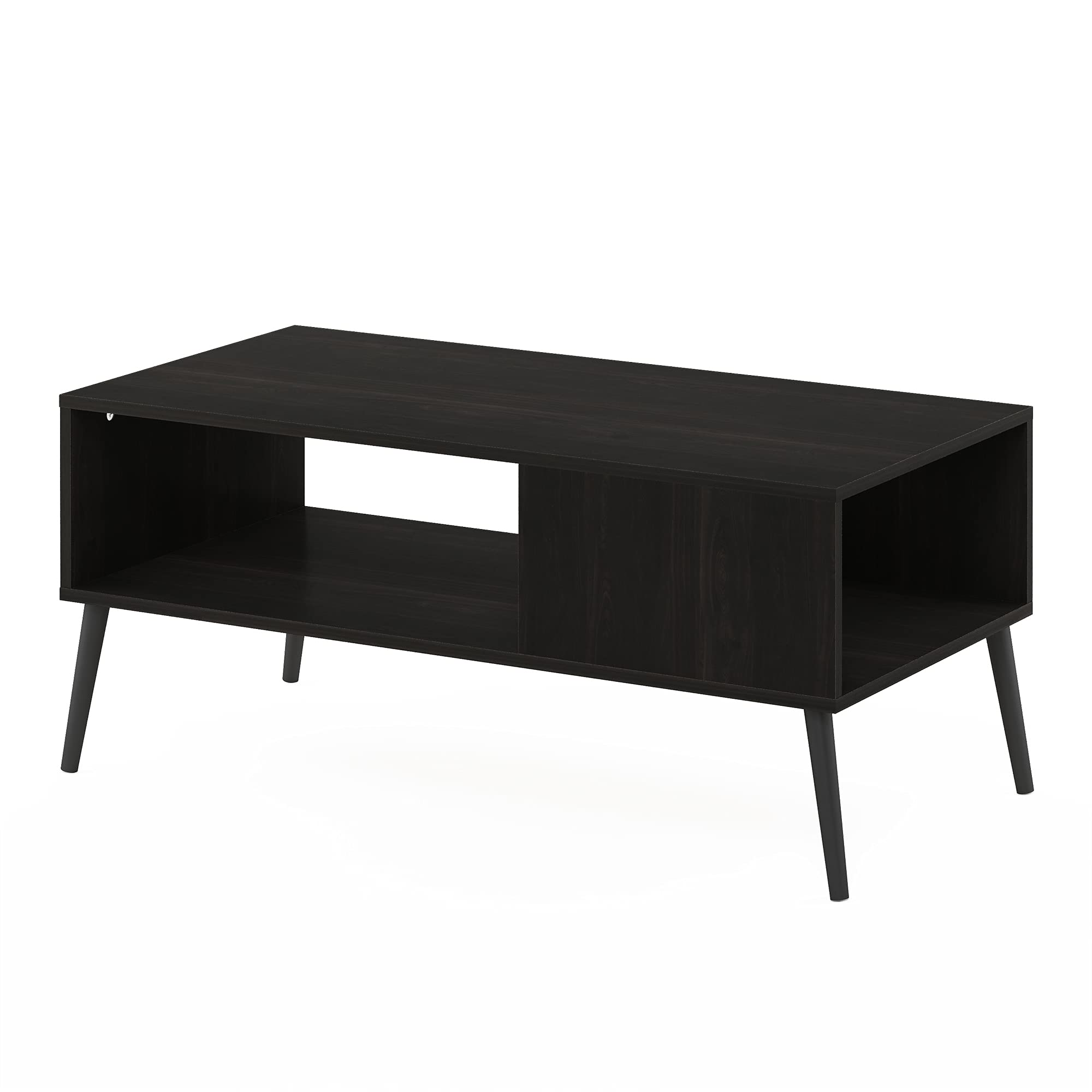 Furinno Claude Table Basse Style Milieu du Siècle avec Pieds en Bois, Engineered Wood, Expresso, 50,01 (D) x 100 (W) x 45,01 (H) cm
