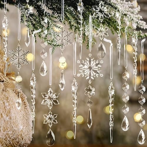 Christmas Tree Decoration Crystal Ornaments - 32pcs Acrylic Chris...