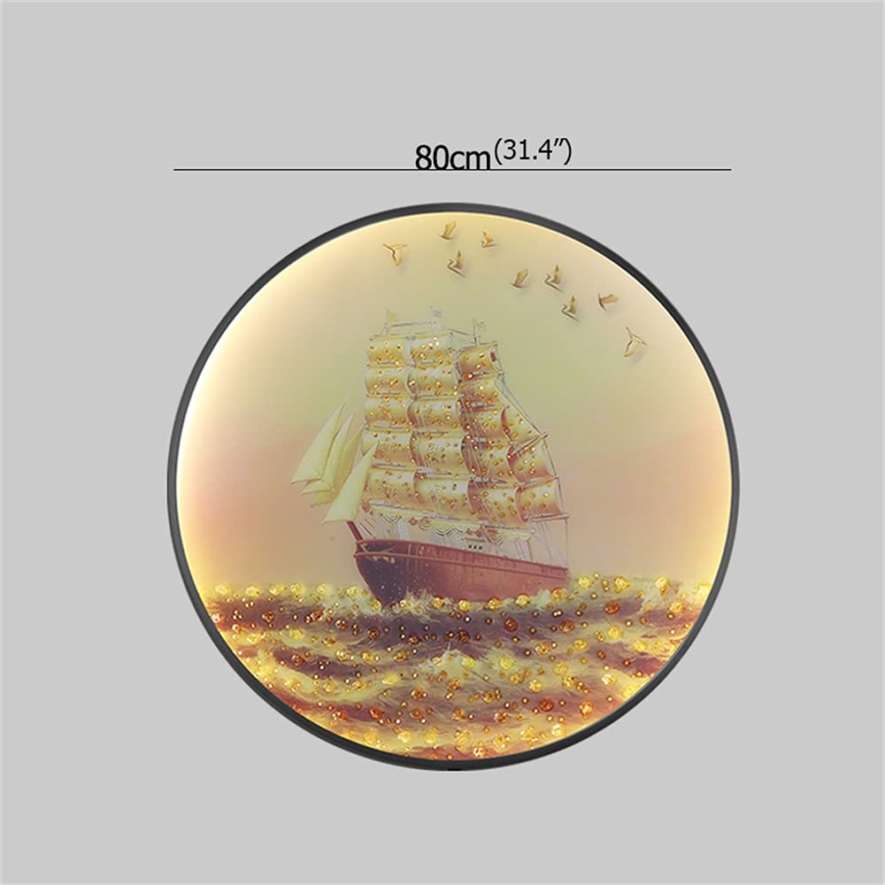 Lámpara de pared LED, lámpara de pared, luz LED para figura de barco (A negro, diámetro 31,4 pulgadas)