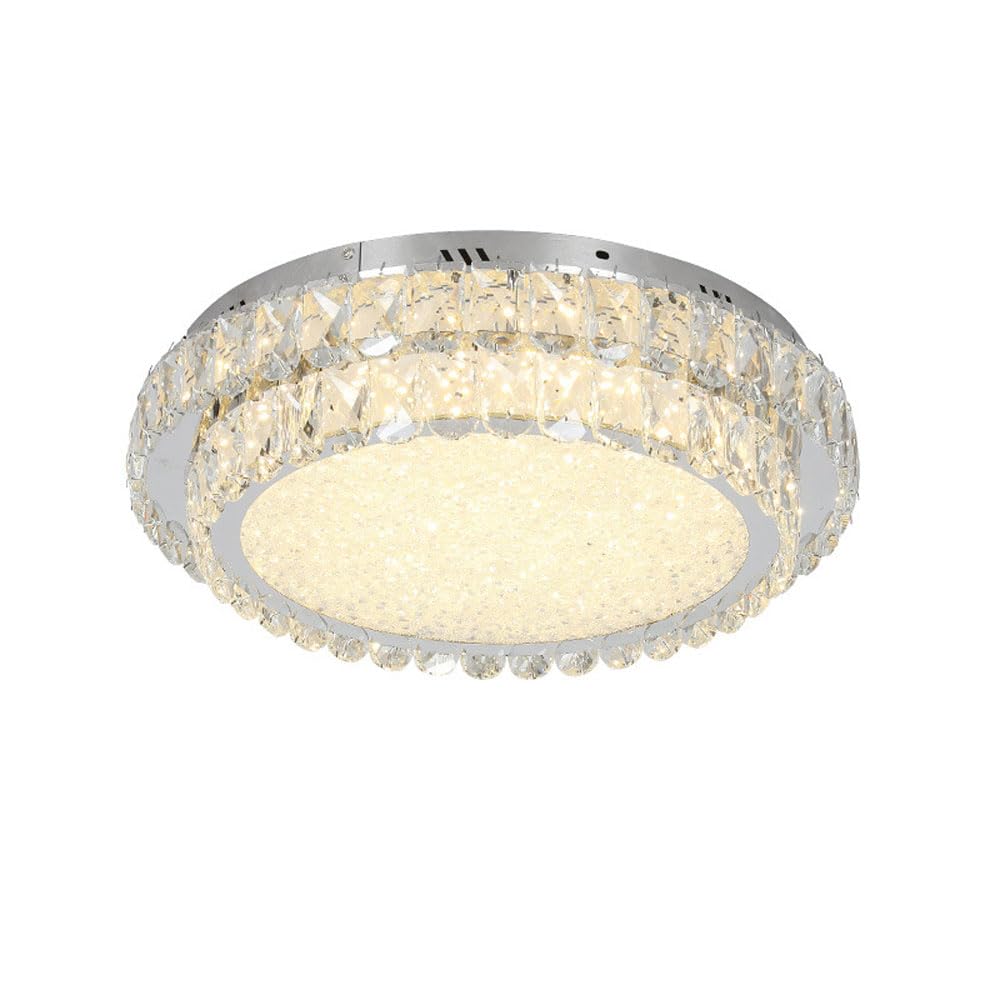 GEVIAYA Crystal LED Flush Mount Ceiling Light Double Decker Ceiling Light Fixture Silver Ceiling Light Indoor Modern Style Ceiling Lamp Foyer Lighting Decoration for Bedroom