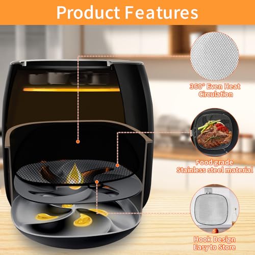 Image of GWY Air Fryer Replacement Parts for Philips HD9630 3lb /4qt Airfryer XXL, 9 inchx8.6 inch SUS 304 Stainless Steel Air Fryer XXL Accessories Replacement Basket Tray for Philips HD9650 HD9765 HD9860 Air Fryer