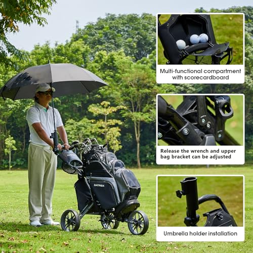 image for FLAGTAG Golf Push Cart 3 Wheel,Foldable Golf Push Cart,Golf Bag Cart w