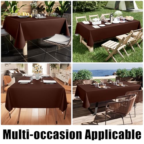 Image of Smiry Rectangle Table Cloth 60x102 Inch, Waterproof Wipeable Vinyl Tablecloths Protector, Oil Spill Proof Plastic Table Cover for Dining, Picnic, Camping, Outdoor, Coffee