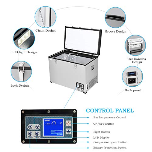 Image of Nightcore Portable Refrigerator, 100.5 Quart Travel Car Fridge, Electric Cooler with LCD Panel, Fast Cooling and Energy Saving Mode, Shock-Proof Compact Vehicle Refrigerator for Outdoor and Home Use