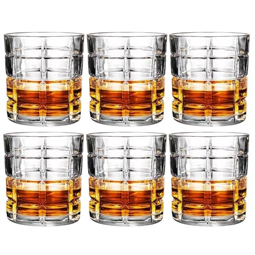 LOITTAINUE Gläser Set 6 Teilig 200ml - Unregelmäßiges Kristall Whiskeygläser - Trinkgläser Eiskaffeegläser Cocktailgläser Longdrinkgläser Wasser Tee Kaffee Saft - Spülmaschinenfest