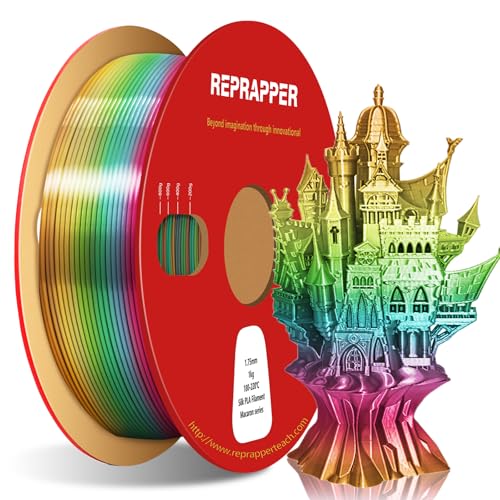 Image of RepRapper Macaron Rainbow PLA Filament, Shiny Multicolor Silk PLA 1.75 mm Filament (+-0.03 mm), Sparkle Fast Change Multi-color1 kg 3D Printer Filament for 3D Printer