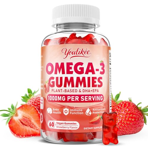 Vegan Omega-3 Gummies 1000mg, Omega 3 Fish Oil Alternative for Adults, Plant Based DHA 460mg & EPA