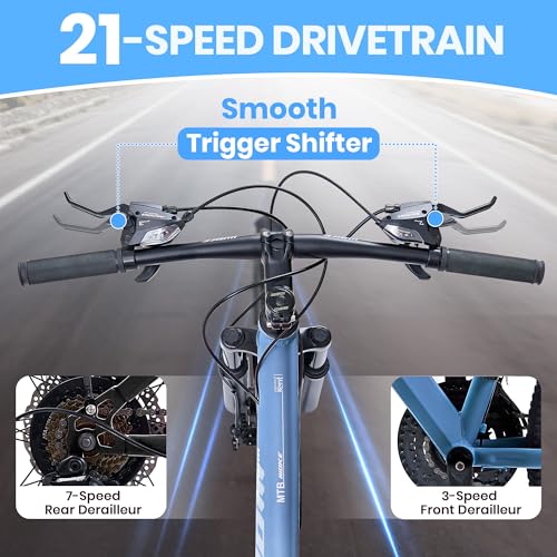 Image of DEYGIA 24 26 inch Mountain Bike for Boys and Girls, 21-Speed Drivetrain, Kids Mountain Bike with Rear Rack, Suspension Fork, Dual Disc Brakes, Internal Cable, Kids' Bicycles with Multiple Colors