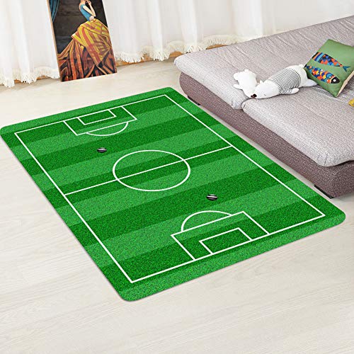 Gigicloud Mini Alfombra de área Antideslizante con diseño de Campo de fútbol para Sala de Estar en casa Campo de Futbol 1 80cmX120cm