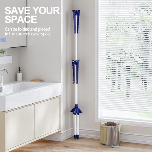 APEXCHASER Clothes Drying Rack 2-Tier Folding Laundry Drying Rack, 57 Inch Collapsible Clothing Rack 4 Legs, 6 Arms for 48 Hangers, Portable Clothes Airer for Indoor Outdoor Beach RV Travel, Blue