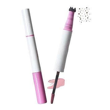 Blush Freckle Pen, 2in1 Light Brown Faux Freckle Stamp Pen, Soft Dot Sopt Pen Pink Blush for Natural Effortless Sunkissed Makeup, Waterproof Longlasting Fake Freck Tint Marker Pen