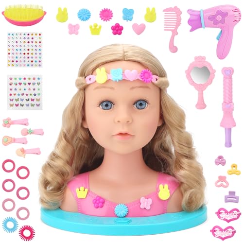 deAO Schminkpuppe Frisierkopf für Kinder, 25cm Schminkkopf Puppe...