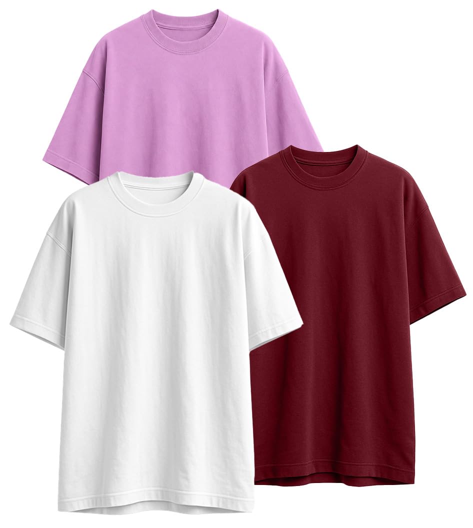 JUNEBERRY Paquete de 3 camisetas para mujer, 100% algodón puro, media manga, cuello redondo, tallas S-XXL
