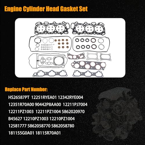 Image of AUCERAMIC HS26587PT Engine Cylinder Head Gasket Set Fit for 2010-2013 Acura MDX ZDX 2009-2012 RL 2009-2014 TL 3.7L 3664CC V6 Gas SOHC J37A1 J37A2
