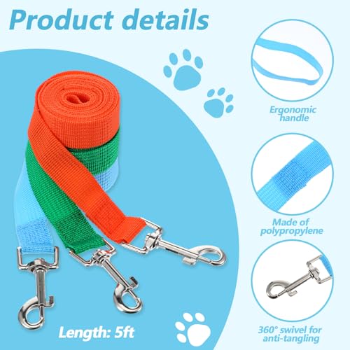 12 Pcs Dog Leash Bulk 5ft Puppy Leashes 12 Colors Dog Training Leashes for Small Medium Puppy Training, Walking, Camping, Play Backyard