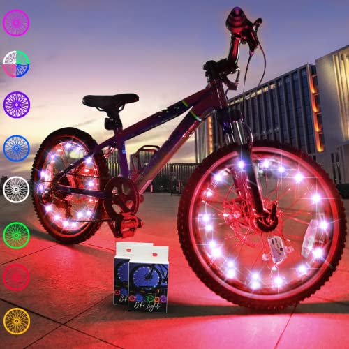 Image of TINANA 2 Tire Pack LED Bike Wheel Lights Ultra Bright Waterproof Bicycle Spoke Lights Cycling Decoration Safety Warning Tire Strip Light for Kids Adults Night Riding