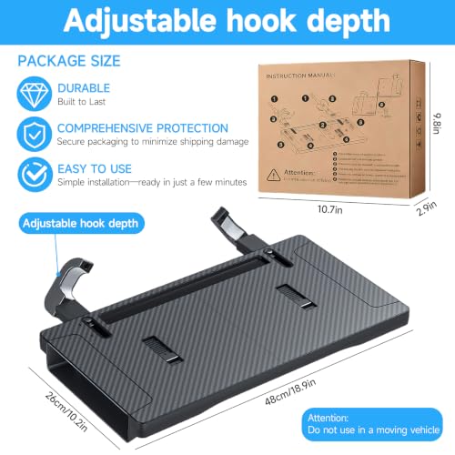 Image of BestYiJo 2-in-1 Car Steering Wheel Tray & Car Seat Gap Filler Organizer - Removable Carbon Fiber Look Table for Laptop Work, Eating Food, Writing on Standard Round Steering Wheels