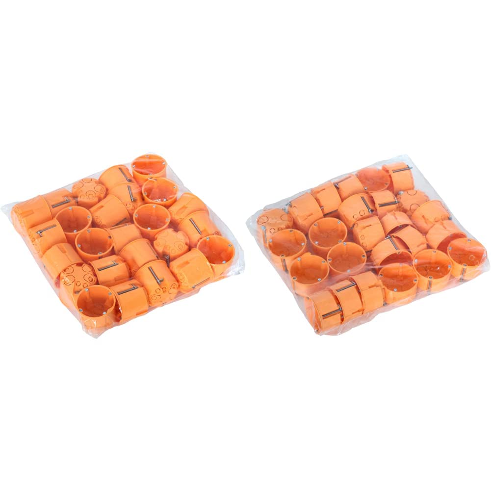 Meister Hohlwanddose Unterputz - 60 mm tief - orange - 25 Stück - Ø 68 mm Fräsloch 7464150 & Hohlwanddose Unterputz - 45 mm tief - orange - 25 Stück - Ø 68 mm Fräsloch / 7464140