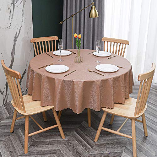 oxiang Mantel Antimanchas Redondos PVC Manteles Mesa Impermeable Comedor Mesa Tela Marrón Rayado -120cm Cover