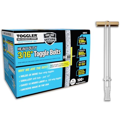 TOGGLER SNAPTOGGLE Heavy-Duty Drywall Toggle Bolt – 3/16