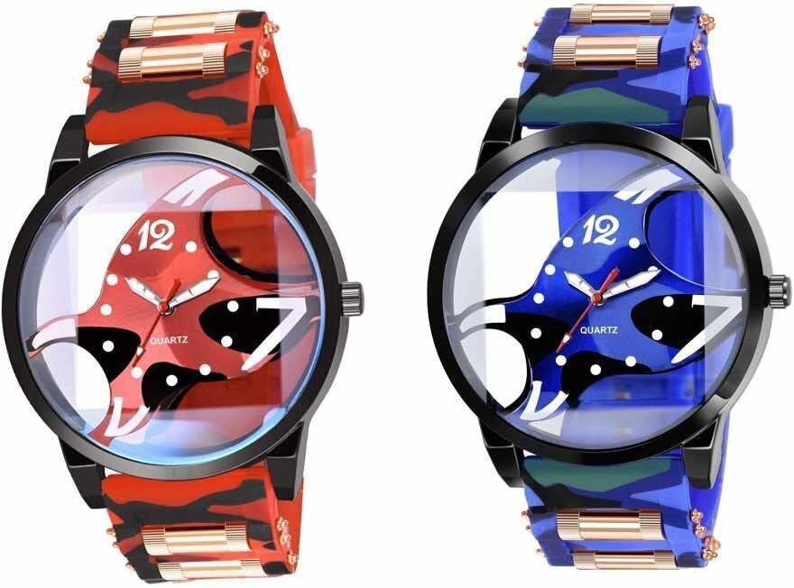 V&Y Trendy Latest Stylish Analog Watch | Casual Round Shape Red & Blue Watch for Men Boys - Combo Pack of 2 (B0BZYYHDQK) Amazon Price History, Amazon Price Tracker