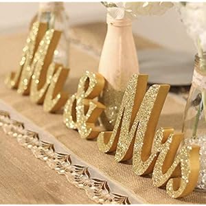 Mr Mrs Wooden Letters for Wedding Table Golden Large Mr and Mrs Sweetheart Table Decoration Mister and Miss Wood Sign Mr and Ms Wedding Present MrMrs Golden