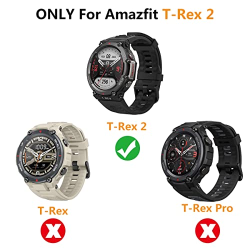 HOMTERN Cases for AMAZFIT T-Rex 2,Flexible Silicone Cover Shell Shockproof Scratch-Proof Protector Case Smartwatch Accessories for AMAZFIT T-Rex 2 ONLY,Black - Image 2