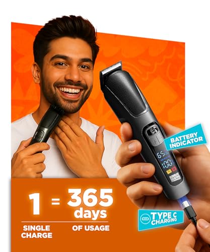 Image of Bombay Shaving Company 12 in 1 Full Body Trimmer for Man | Runs Nonstop for 300 Mins | 5 Attachments | Beard, Body, Nose, Hair | Type C | Gift for men | Rechargeable All In One Men Trimmer | Legend 365