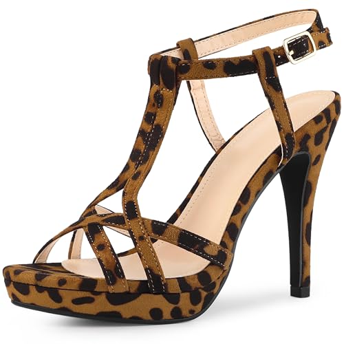 Sandales leopard Allegra K a talon aiguille et bride arriere en 37.5 EU