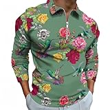 novastar polo a maniche lunghe da uomo - hummingbird rose - maglietta da golf autunnale da uomo casual con cerniera, stile-9, m