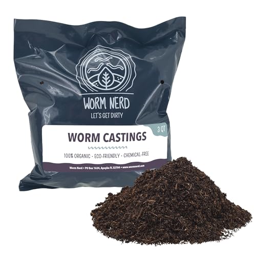 Worm Nerd Worm Castings, Natural Soil Additive for Lawns, Gardening and Potted Plants, 6 Quarts, Black () ***Cannot Ship to Hawaii*** - Arcadia Garden Products WN06