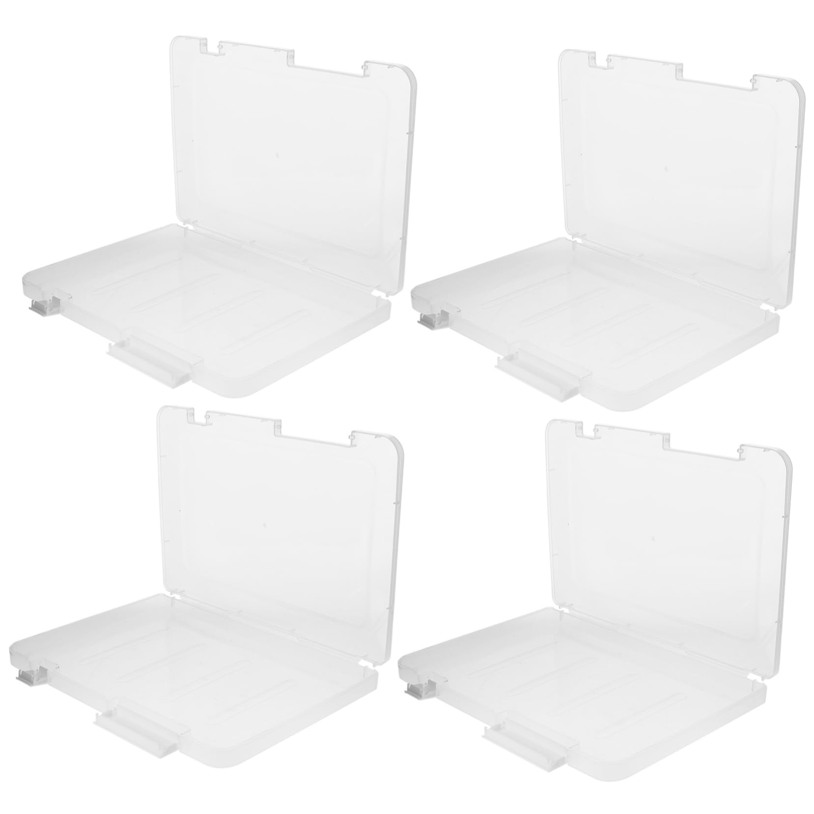 Caja de Almacenamiento A4 de Plástico, 4 Piezas, Blanco, Tapa