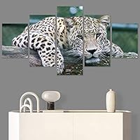 SIGNWIN 5 Panel Canvas Wall Art Animals Cheetah Closeup Contemporary Expressive Modern Artwork for Home Decorations Ready to Hang - 60