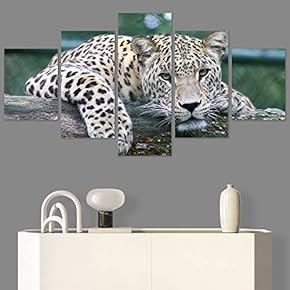 SIGNWIN 5 Panel Canvas Wall Art Animals Cheetah...
