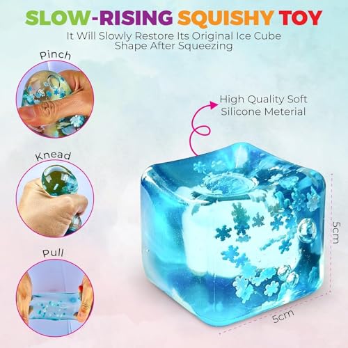 Image of Ice Cube Squishy Toy, Translucent Cube Shape,, Handheld Size