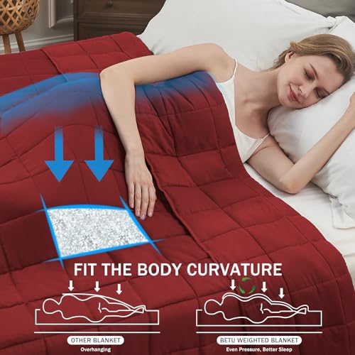 Image of Red Weighted Blanket for Adults 20lbs, 60 inchx80 inch, Queen Size Cooling Heavy Throw Blanket for 180-220lbs, Microfiber Soft Thick Big Blankets Weighted Comforter Breathable Gift for Sleeping