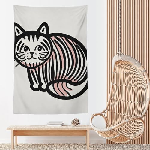 Tenture murale chat vintage grande taille décoration douce chambre et salon