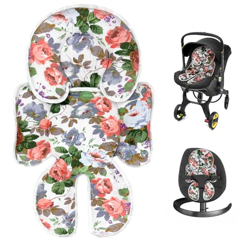Image of TOFFCAEA Baby Car Seat Head Support, 2 in 1 Infant Car Seat Head Body Support for Newborn for Strollers, Swings, and Bouncers, Pink Floral (Pink Flower)