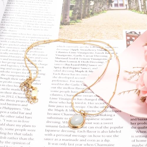 18k Gold Plated Stainless Steel Healing Stone Oval Pendant Necklace Jewelry Gift for Women4