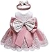 WangsCanis Robe de baptême pour fille, avec paillettes et dentelle, élégante, pour fête, cérémonie, anniversaire 0 – 24 mois, Dentelle - Rose Foncé, 0-3 mois