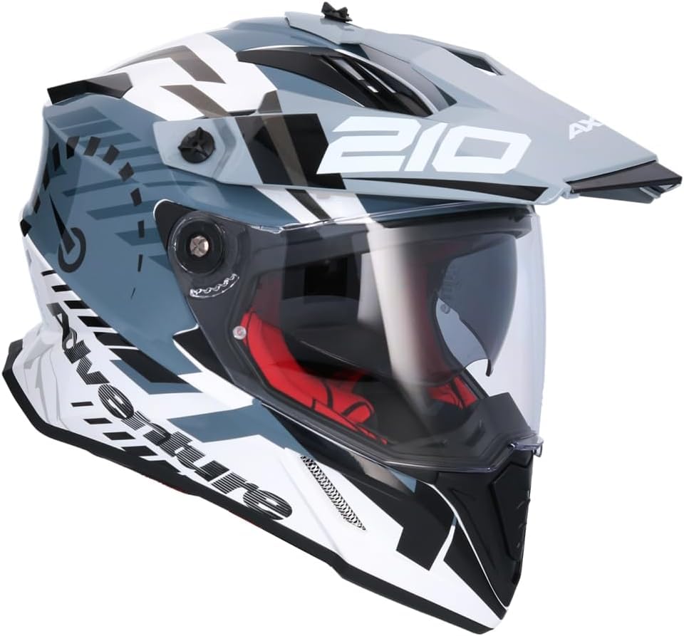 AXOR Helmets Casco Adventure X-Cross D/V Speedometer Blanco y Gris Totalmente Homologado 22.06 (L 59/60)