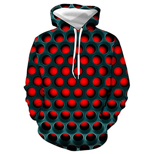Sudadera con Capucha Unisex 3D de Forro Polar con Bolsillo de Canguro Punto Rojo para Hombre Adolescentes Sweatshirt Hombre Mujer Sudadera con Capucha Casual Manga Larga Pullover