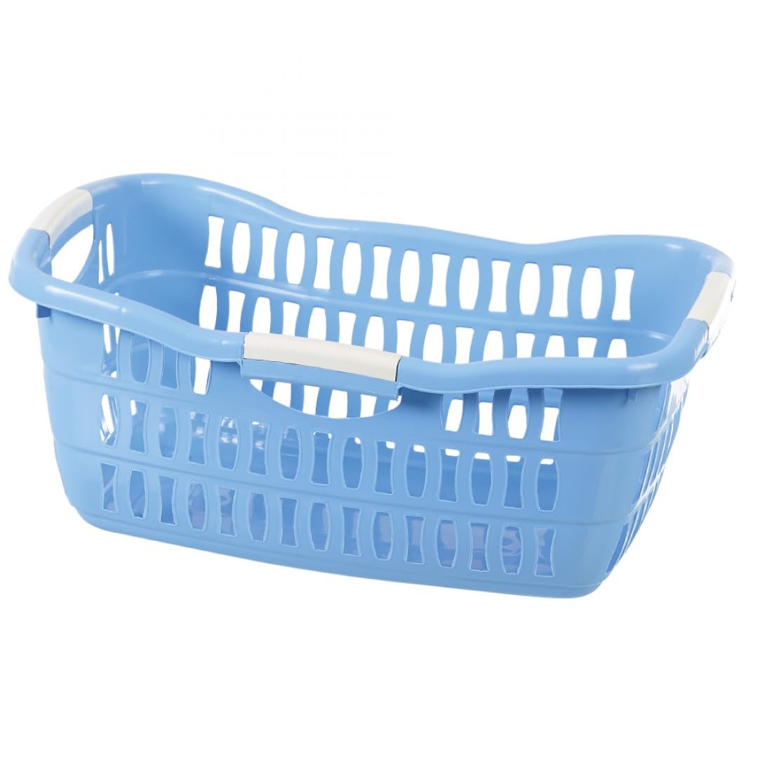 Plastic Laundry Basket Hamper Washing Clothes Storage Bin with Handles UK (Blue)
